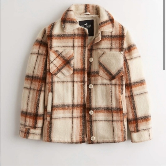 Hollister Jackets & Blazers - Hollister Plaid Cozy Brushed Shacket